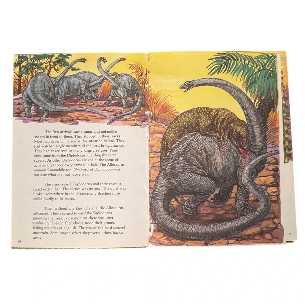 Dinosaurs Prehistoric Creatures Vintage Childrens Book Illustrated Hardcover